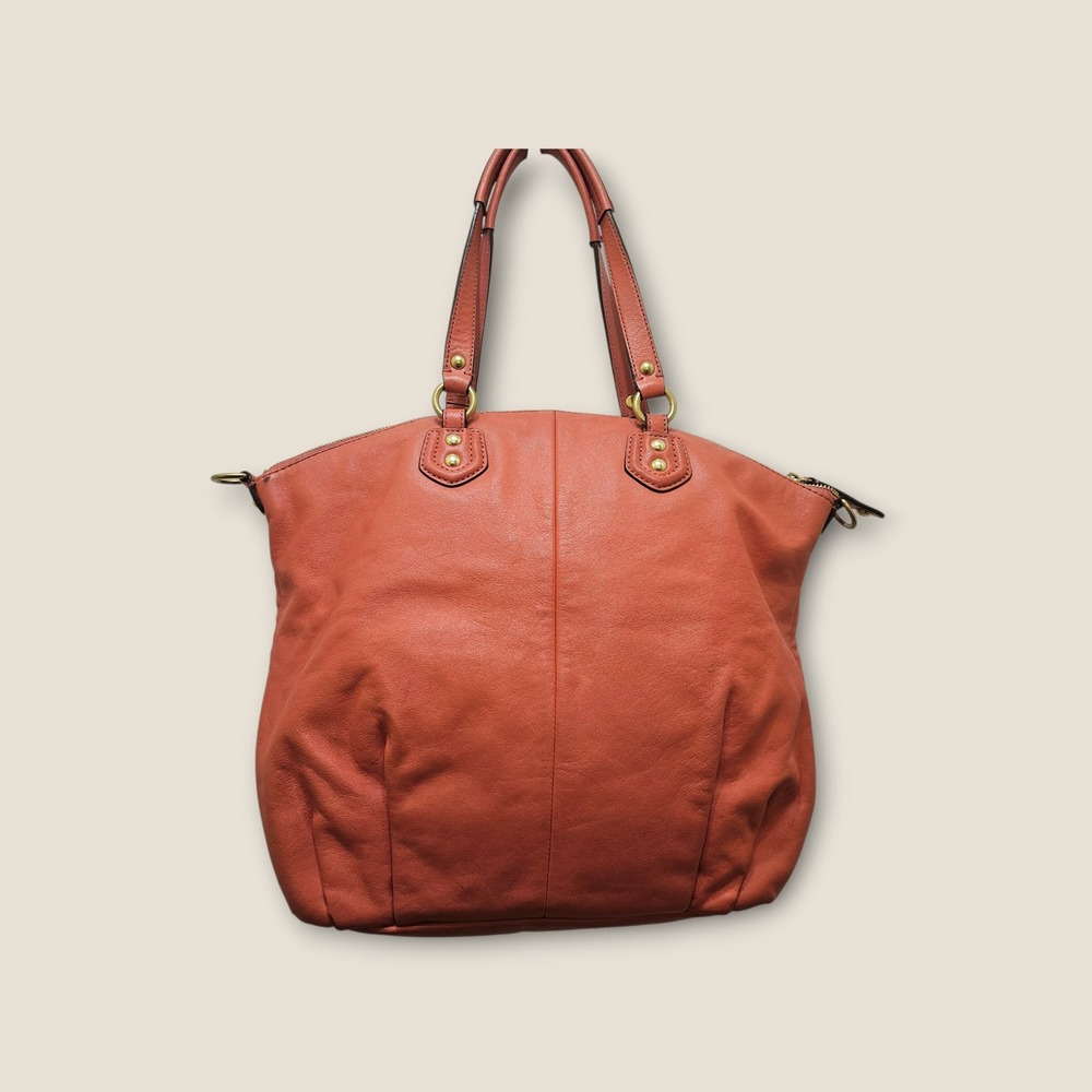 Coach Leather‎ Satchel Shoulder Bag Purse Coral Top Zip D1371 F23684 - Picture 2 of 11